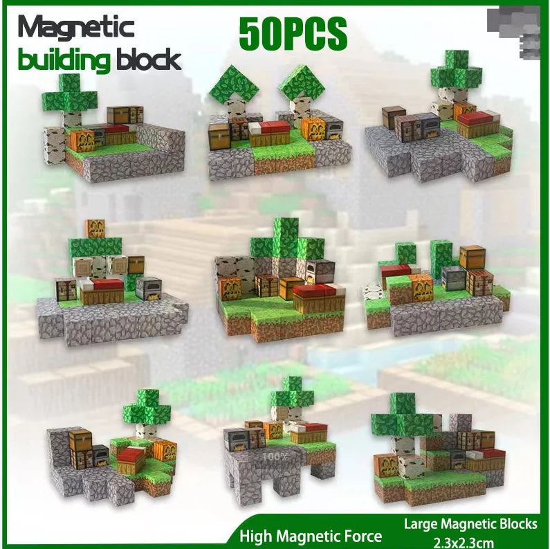 Minecraft Magnetische Bouwstenen Set – 100 Stuks (Set C)