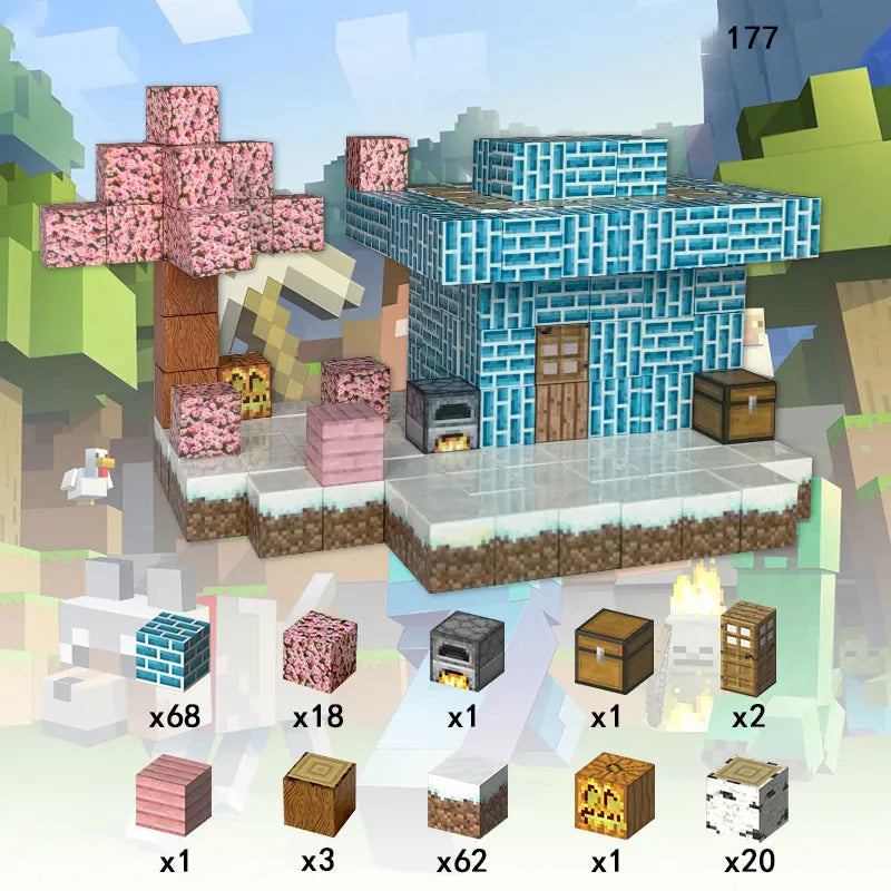 Minecraft Magnetische Bouwstenen Set – 177 Stuks